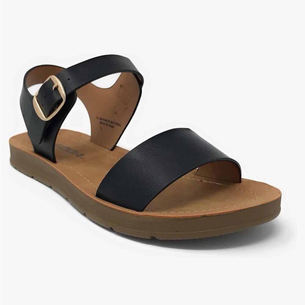 Soda PLENTY ~ Women's Strappy Ankle Wrap Buckle Fashion Flat Sandals.